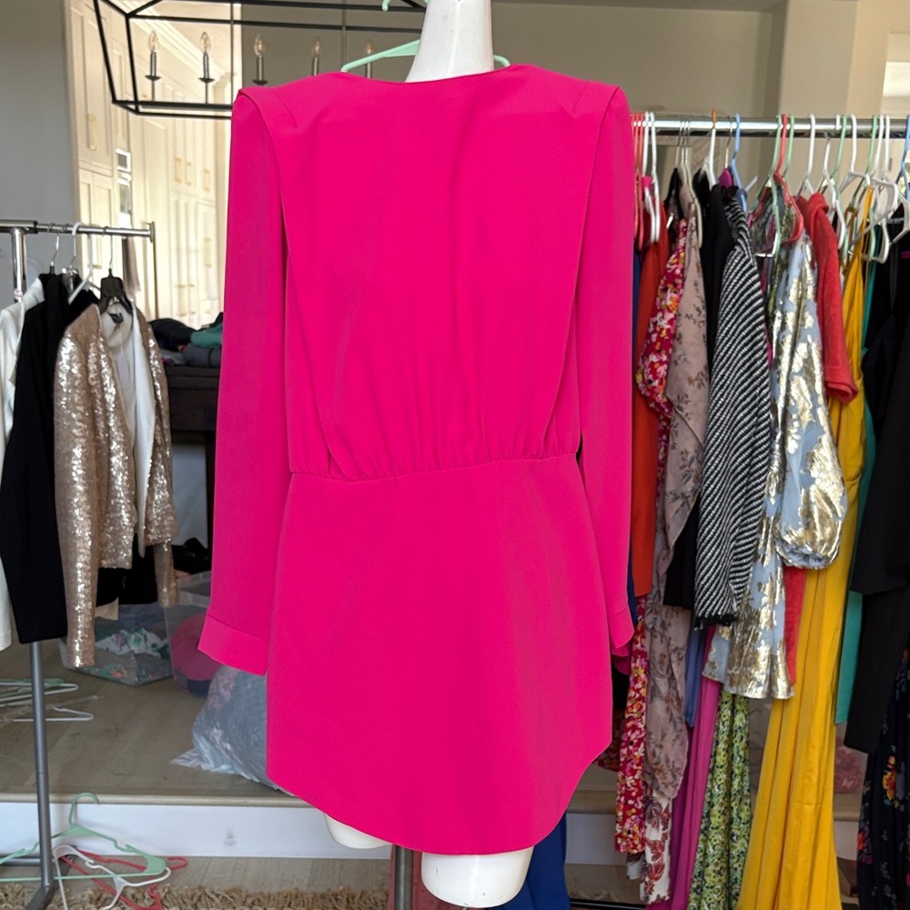 Amanda Uprichard Hot Pink Long Sleeve Shift Dress
